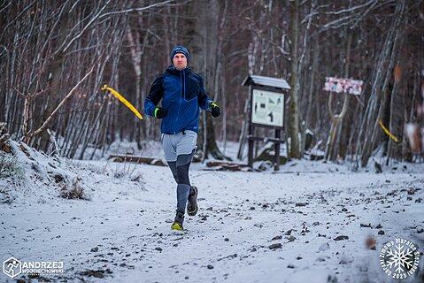 Michał podczas Górski Zimowy Maraton Ślężański 2025